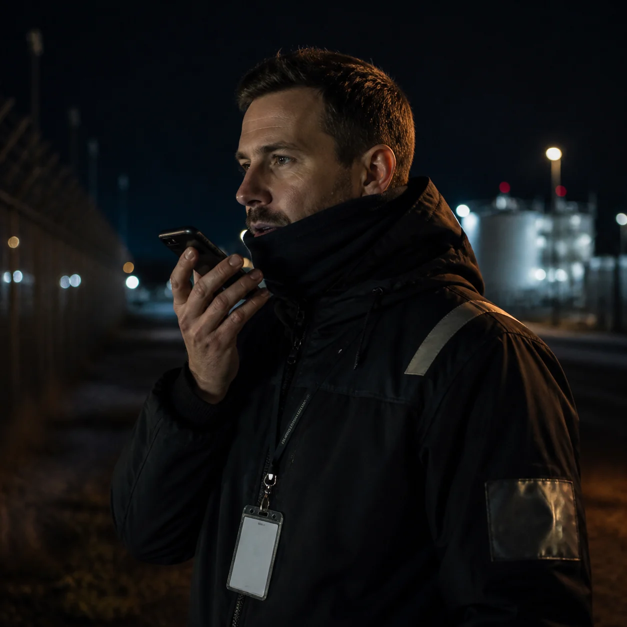 Night field worker using encrypted mobile communication